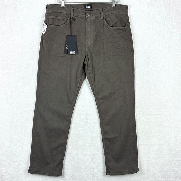 Paige Normandie Jeans Pants Mens 34 (36x30) Brown Stretch Straight Leg Preppy - Picture 2 of 11